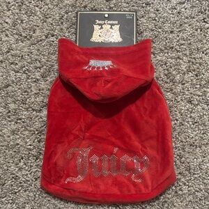 NWT Juicy Couture Red Velour Dog Hoodie XS/ Small